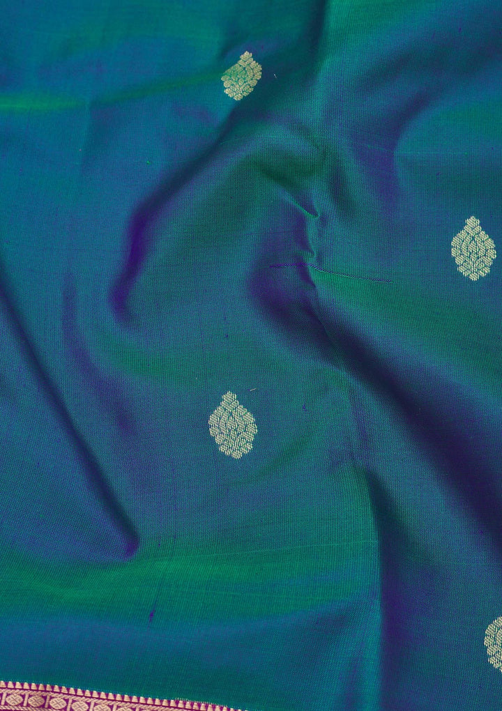 Peacock Blue Zariwork Pure Silk Saree