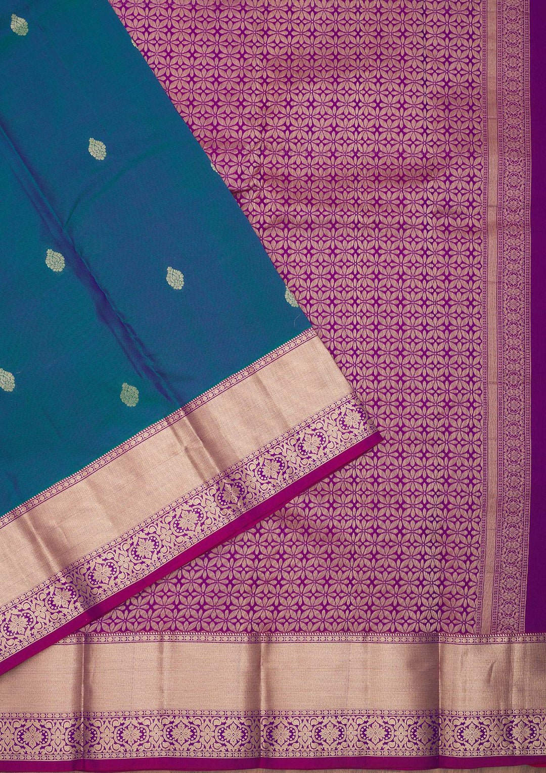 Peacock Blue Zariwork Pure Silk Saree