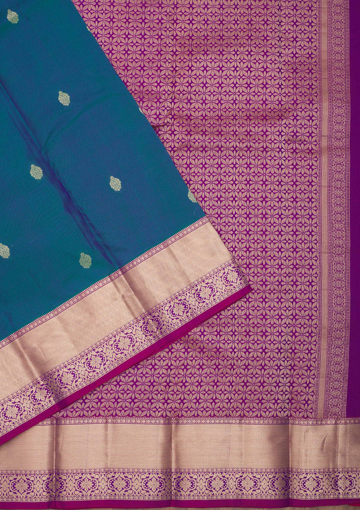 Peacock Blue Zariwork Pure Silk Saree
