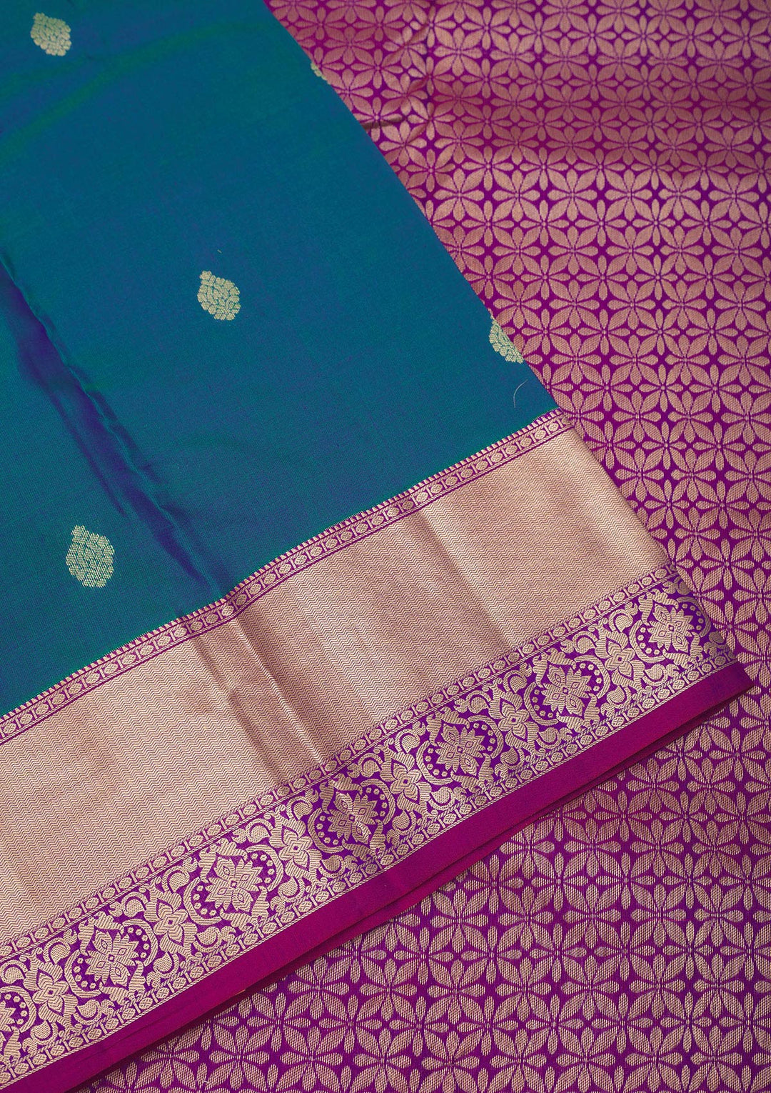 Peacock Blue Zariwork Pure Silk Saree