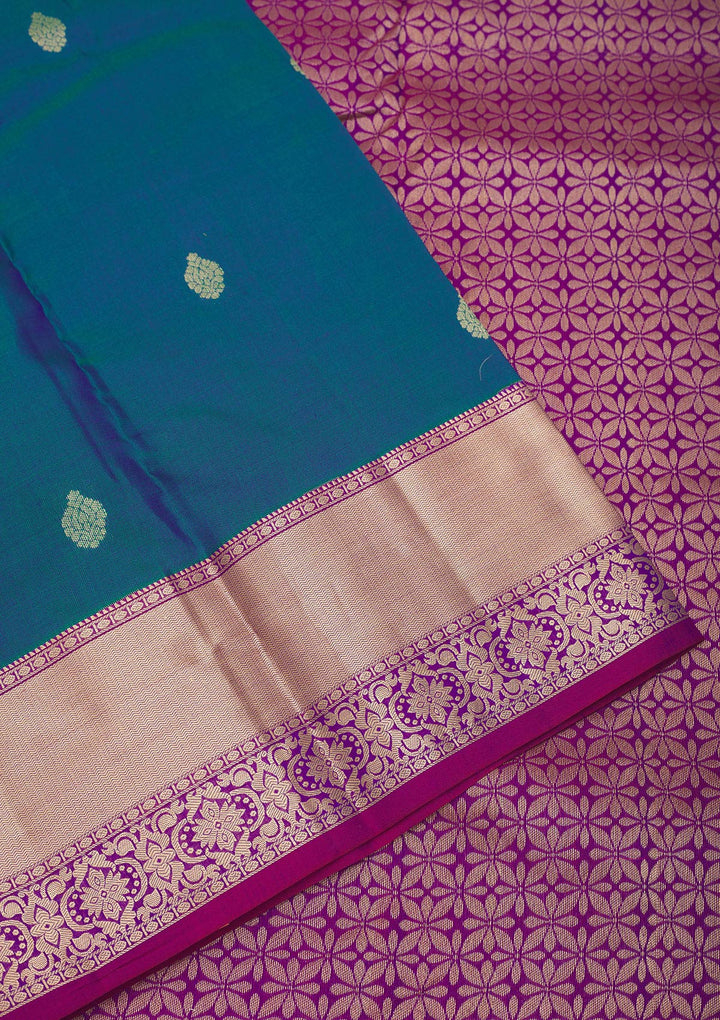 Peacock Blue Zariwork Pure Silk Saree