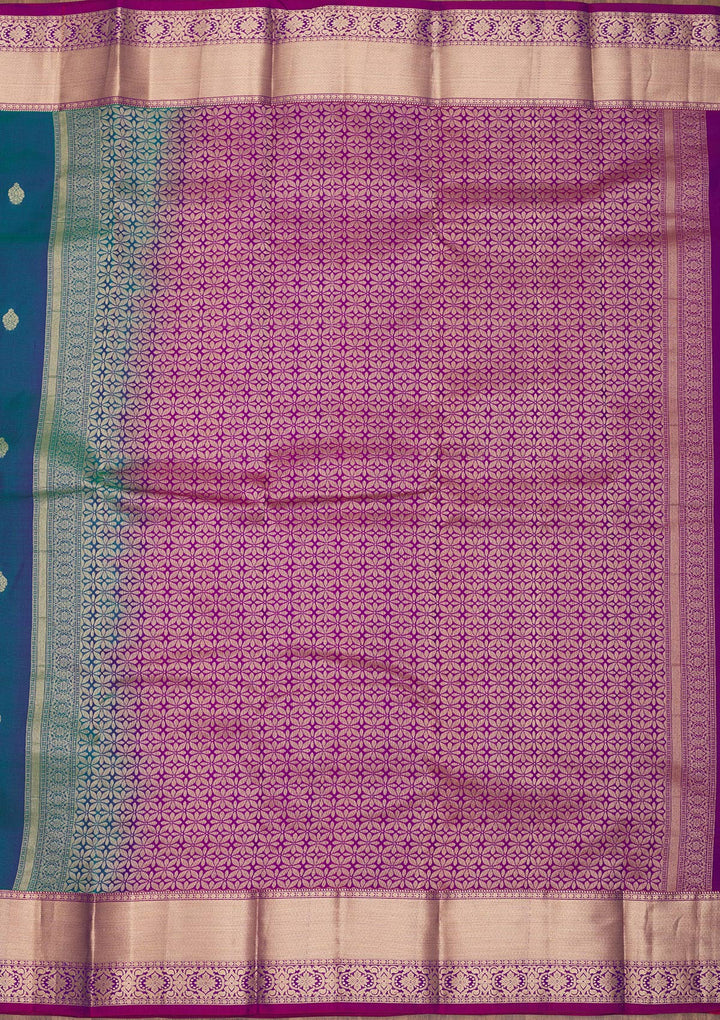 Peacock Blue Zariwork Pure Silk Saree