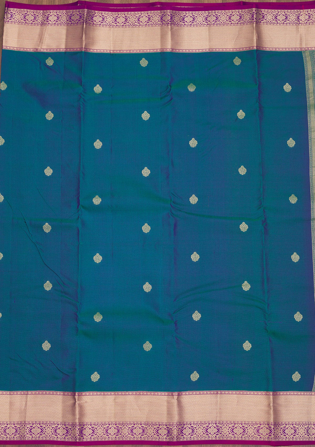 Peacock Blue Zariwork Pure Silk Saree