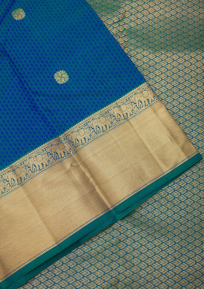 Peacock Blue Zariwork Pure Silk Saree