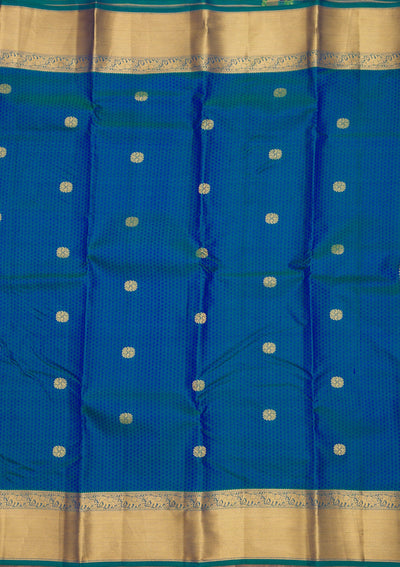 Peacock Blue Zariwork Pure Silk Saree