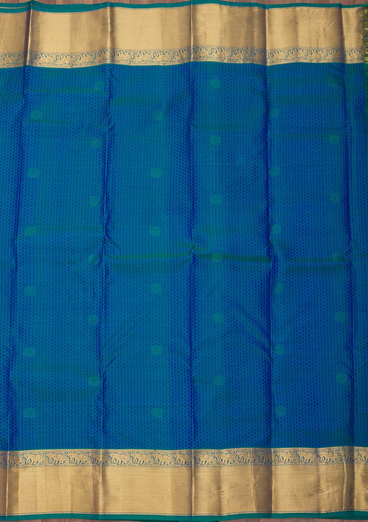 Peacock Blue Zariwork Pure Silk Saree