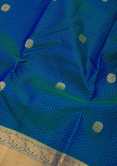 Peacock Blue Zariwork Pure Silk Saree