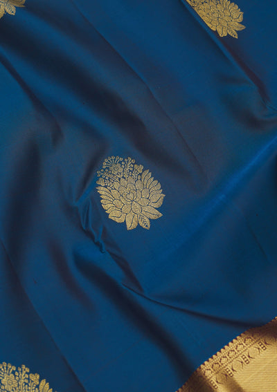 Peacock Blue Zariwork Pure Silk Saree