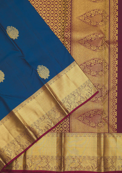 Peacock Blue Zariwork Pure Silk Saree