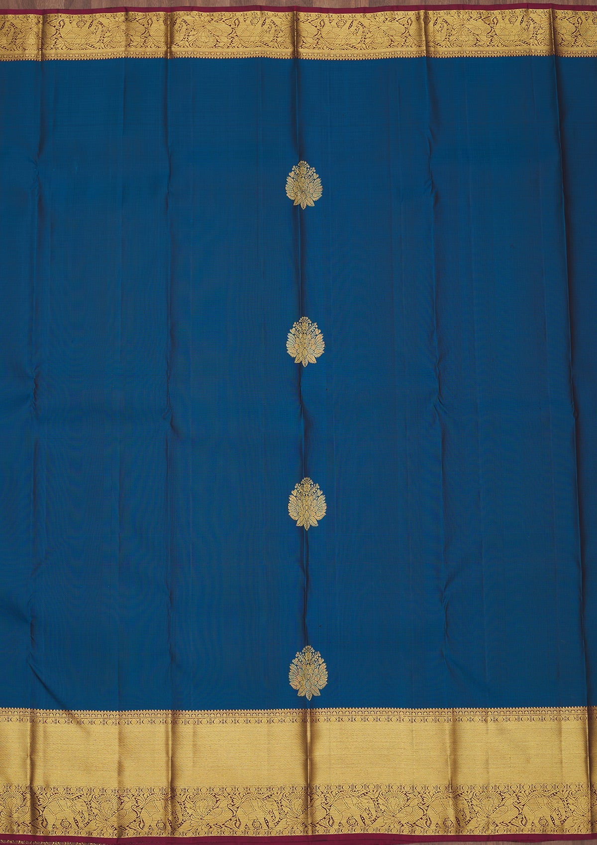 Peacock Blue Zariwork Pure Silk Saree