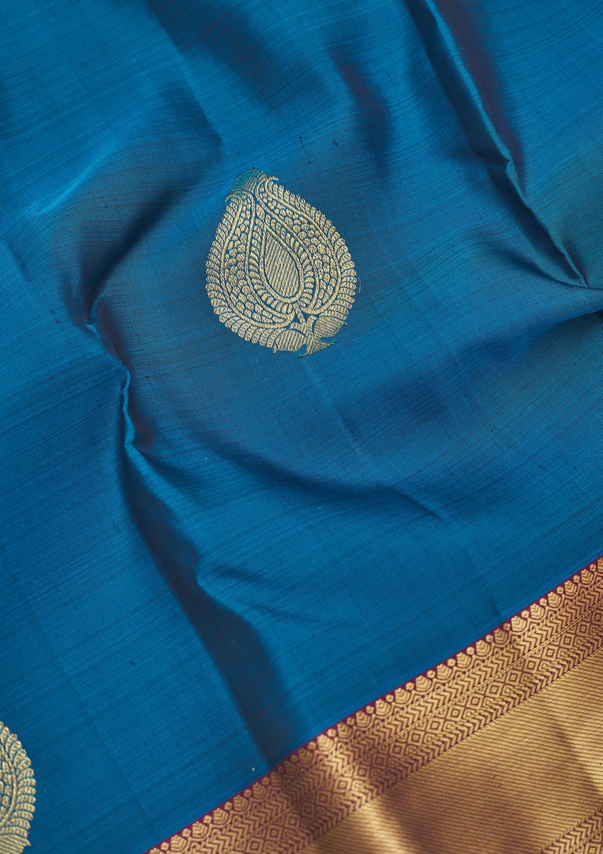 Peacock Blue Zariwork Pure Silk Saree