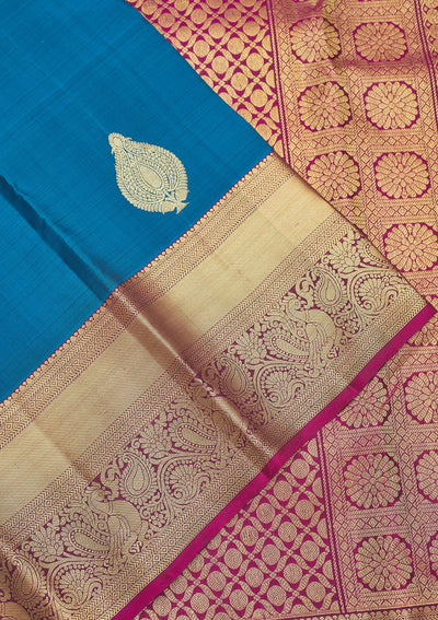 Peacock Blue Zariwork Pure Silk Saree