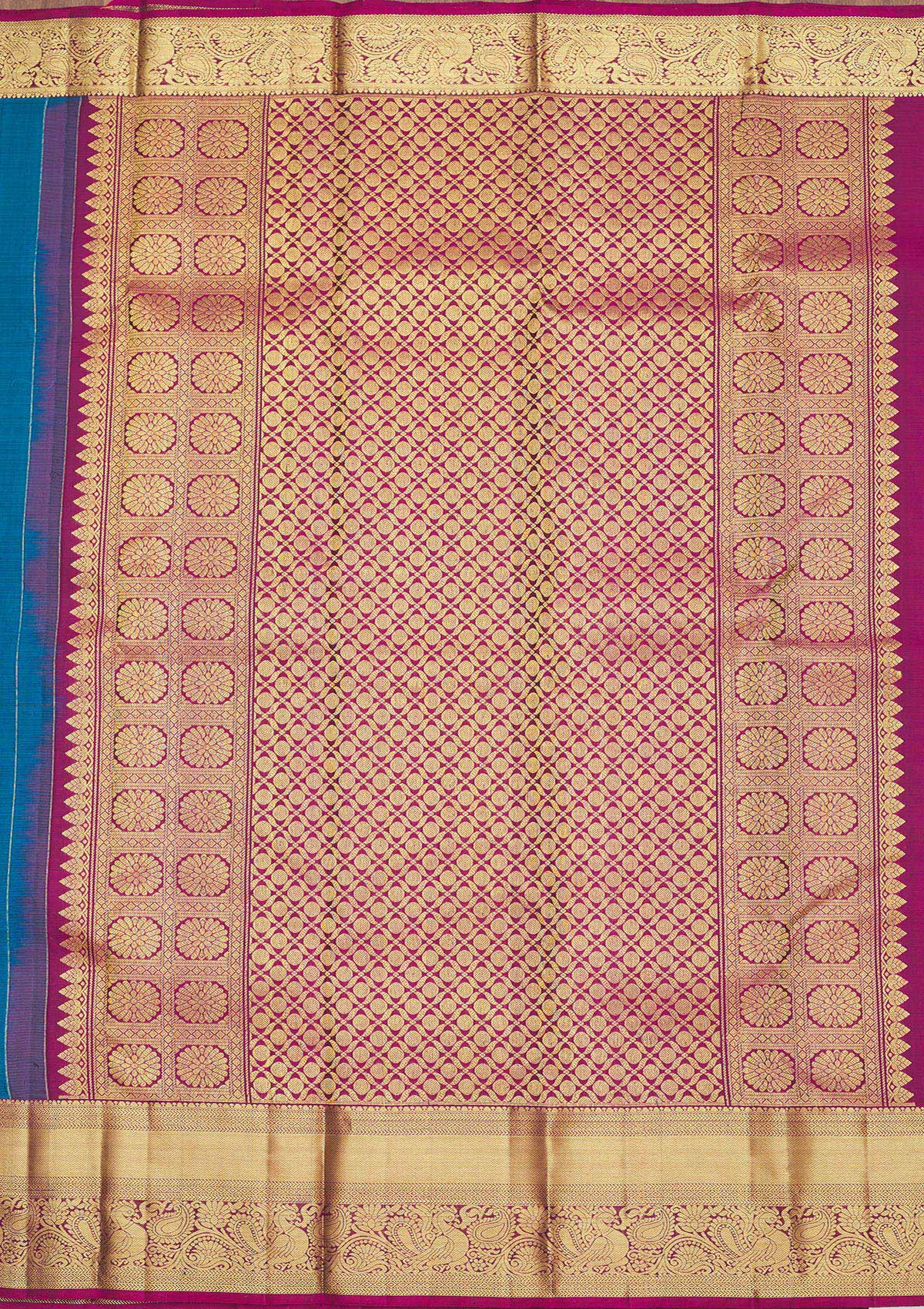 Peacock Blue Zariwork Pure Silk Saree