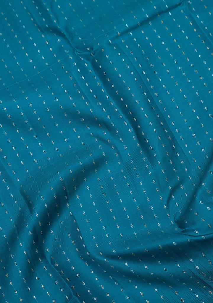 Peacock Blue Zariwork Pure Silk Saree