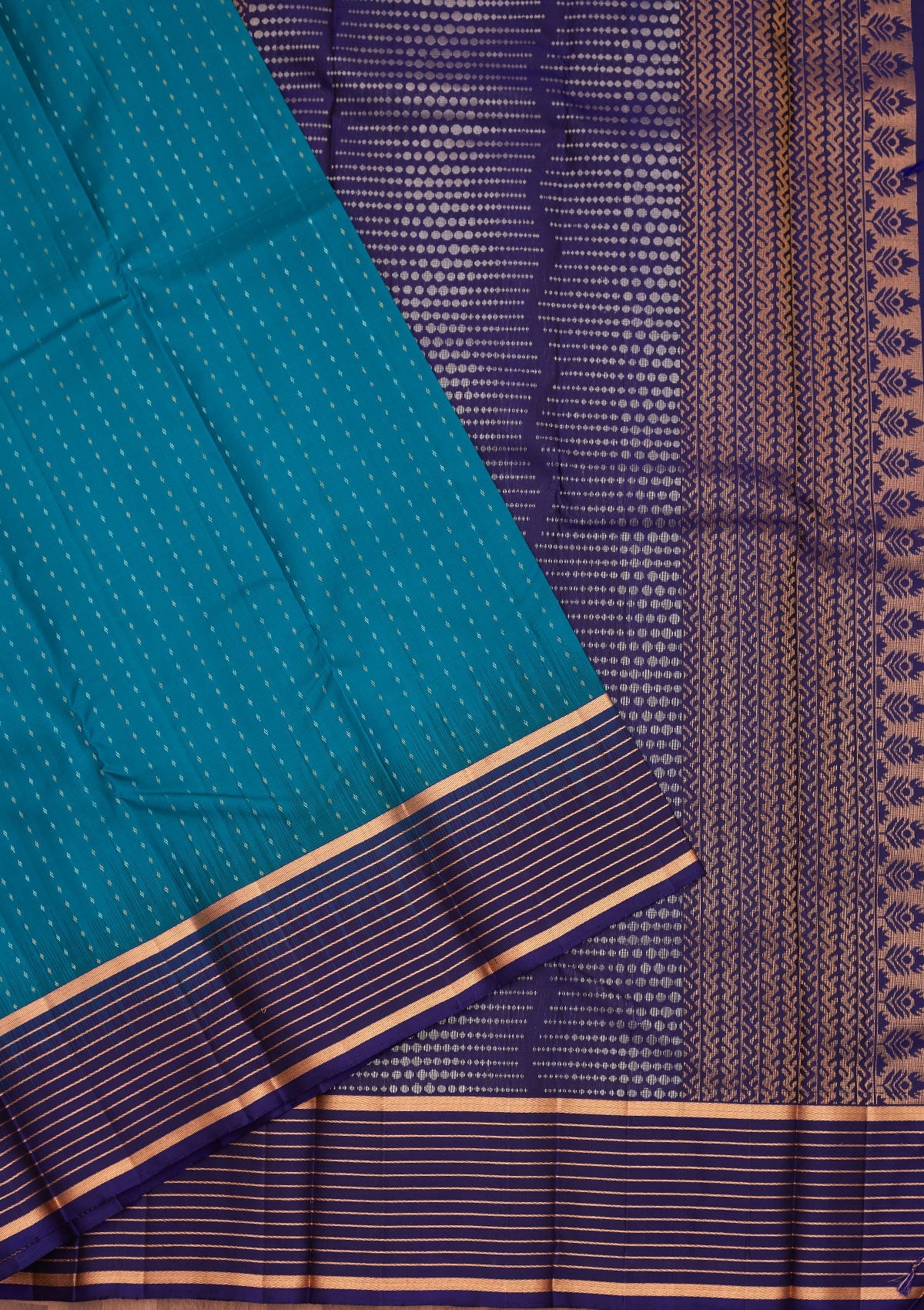 Peacock Blue Zariwork Pure Silk Saree