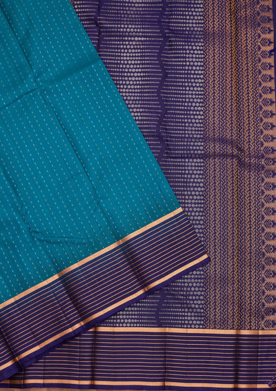 Peacock Blue Zariwork Pure Silk Saree