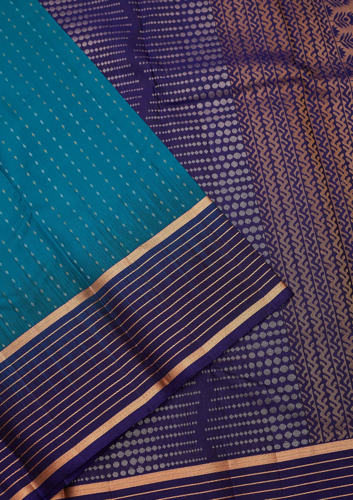 Peacock Blue Zariwork Pure Silk Saree