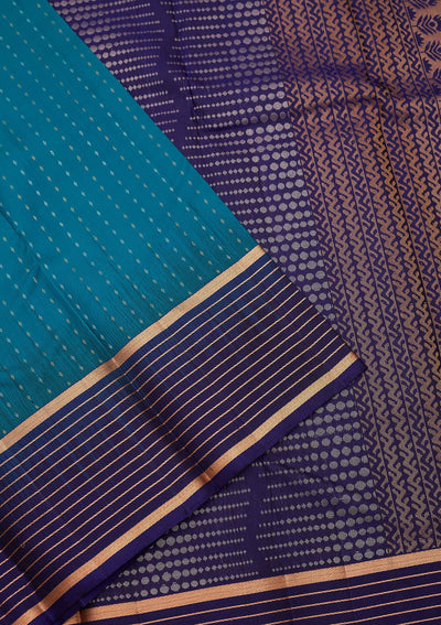 Peacock Blue Zariwork Pure Silk Saree