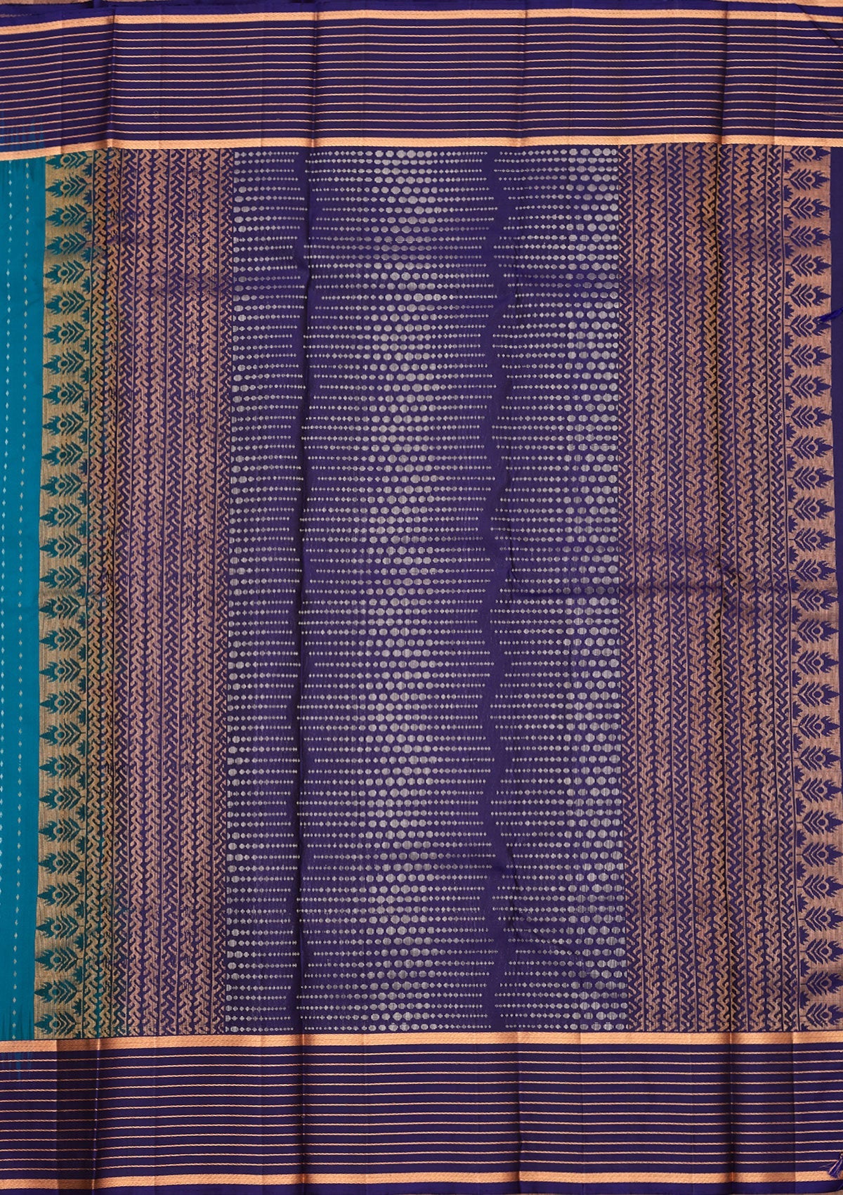 Peacock Blue Zariwork Pure Silk Saree