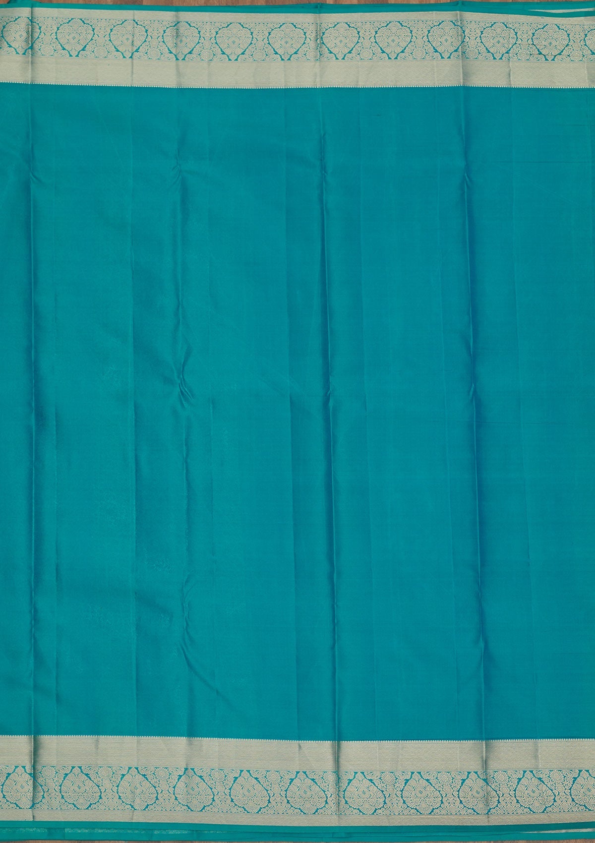 Peacock Blue Zariwork Pure Silk Saree-Koskii