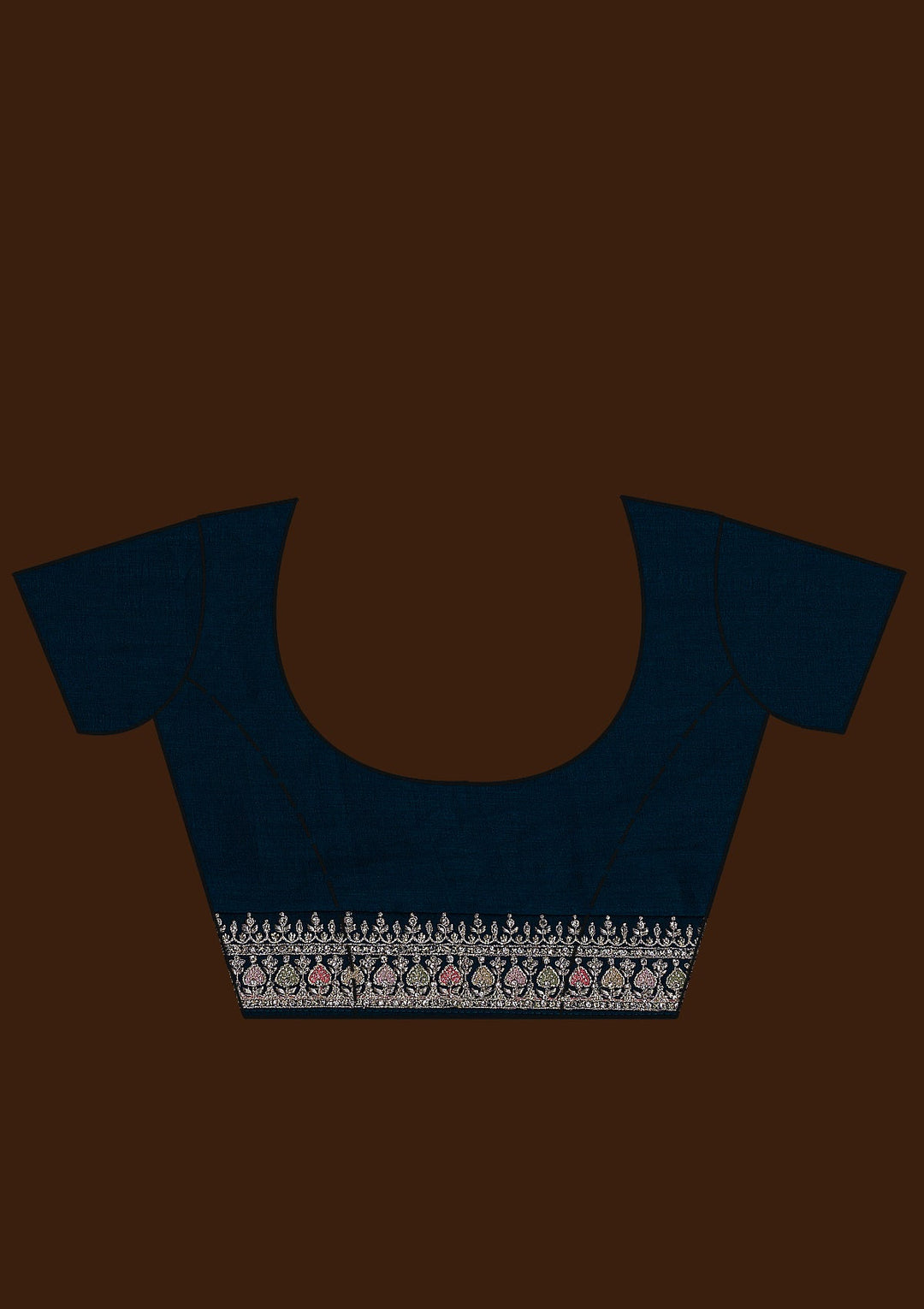 Peacock Blue Zariwork Raw Silk Saree-Koskii