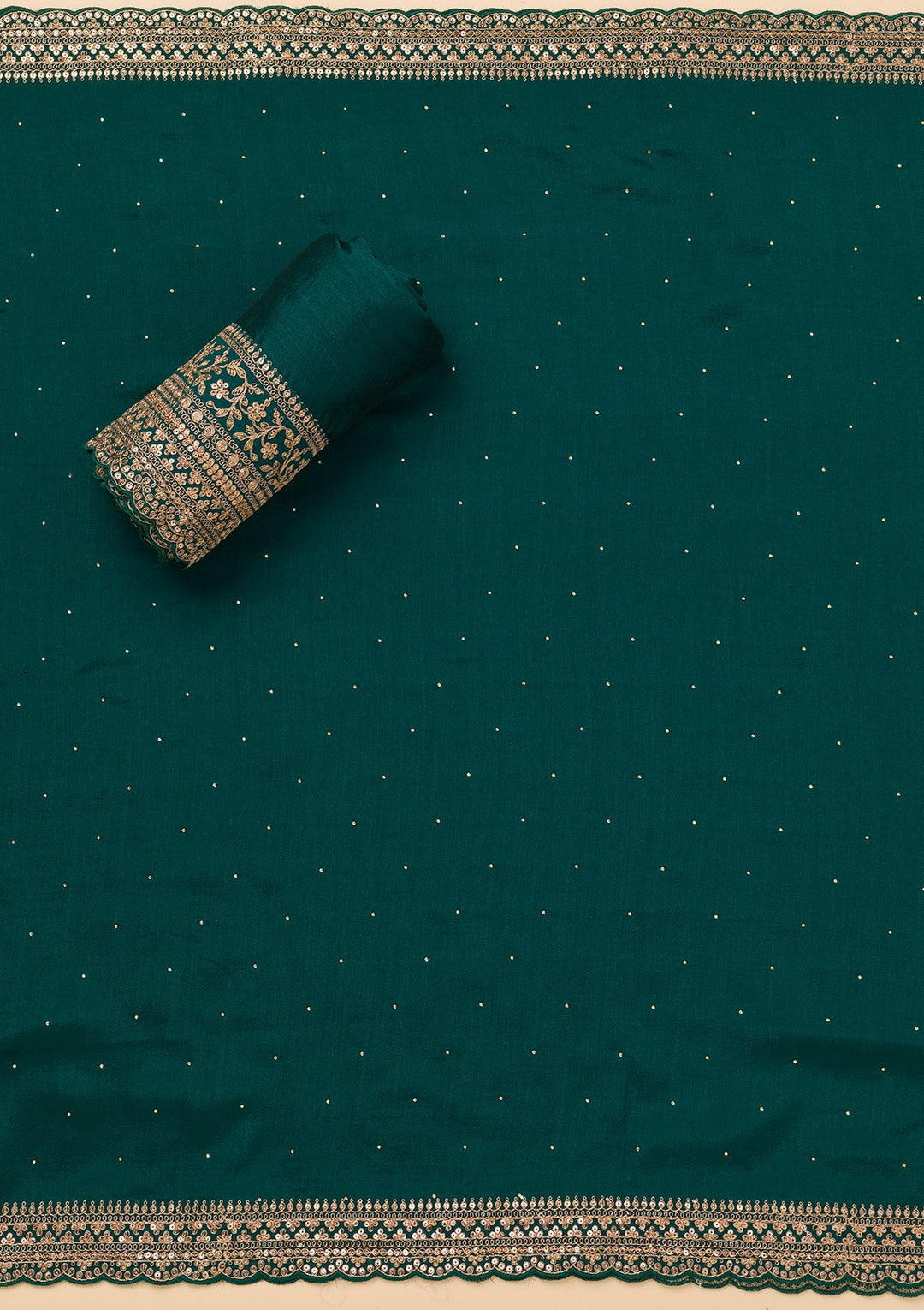 Peacock Blue Zariwork Satin Unstitched Salwar Suit