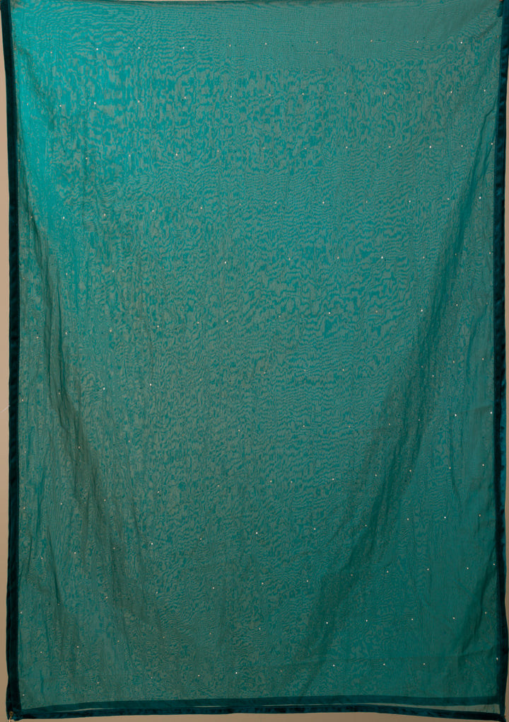 Peacock Blue Zariwork Velvet Readymade Salwar Kameez-Koskii