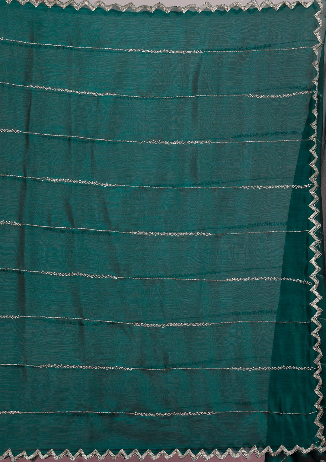 Peacock Green Cutdana Georgette Saree-Koskii