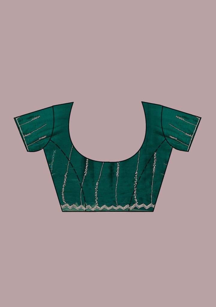 Peacock Green Cutdana Georgette Saree-Koskii