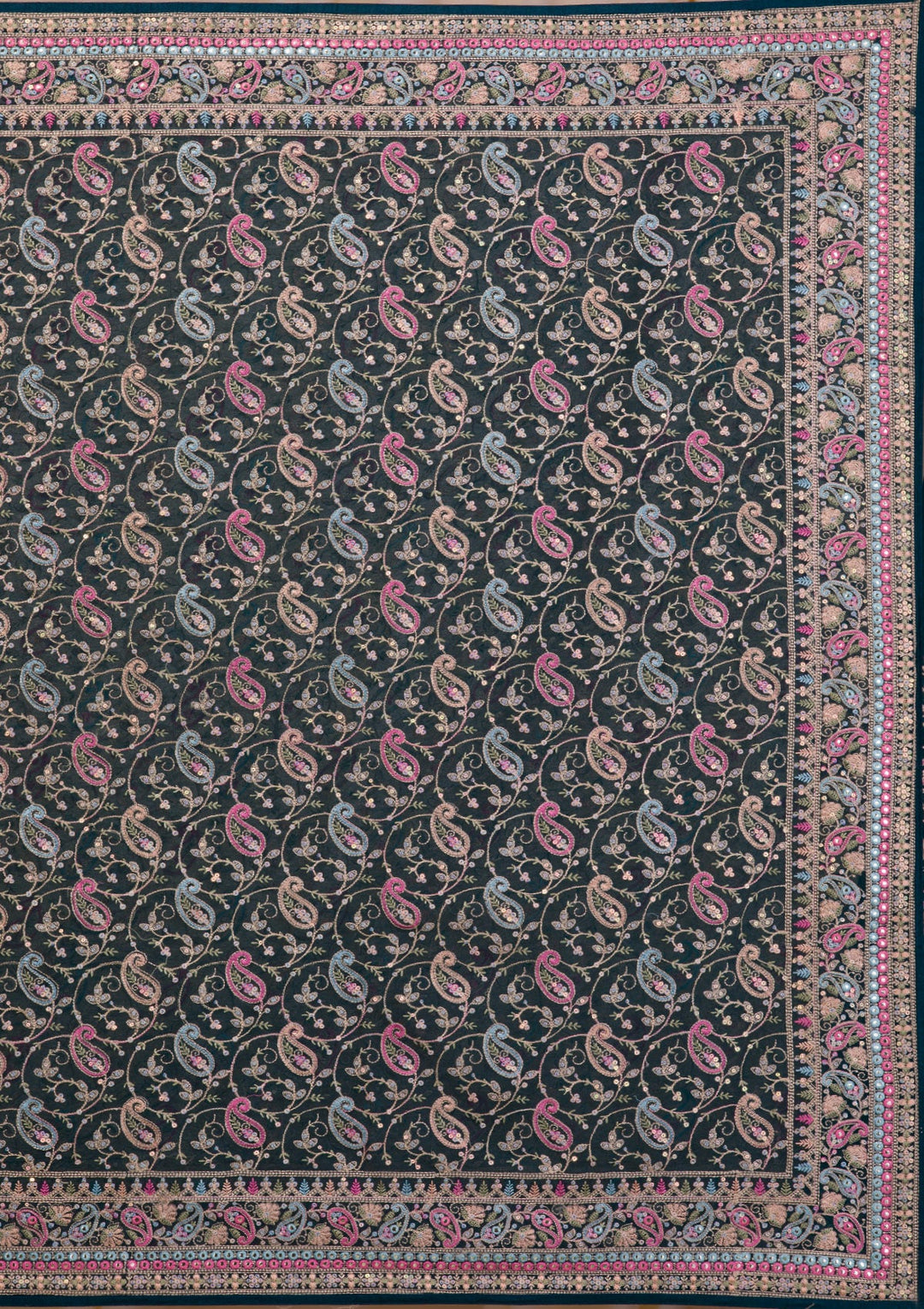 Peacock Green Threadwork Georgette Saree-Koskii
