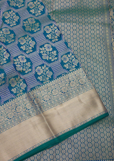 Peacock Green Zariwork Pure Silk Saree