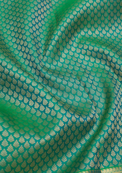 Peacock Green Zariwork Pure Silk Saree-Koskii