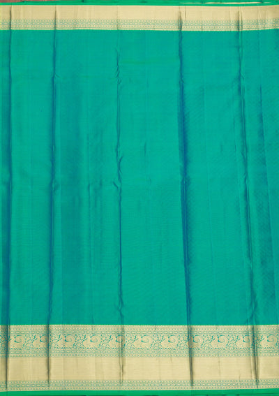 Peacock Green Zariwork Pure Silk Saree-Koskii