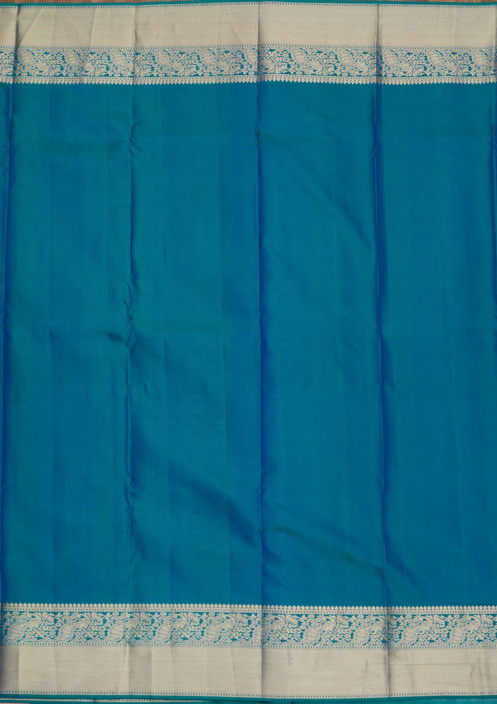 Peacock Green Zariwork Pure Silk Saree-Koskii