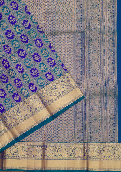 Peacock Green Zariwork Pure Silk Saree