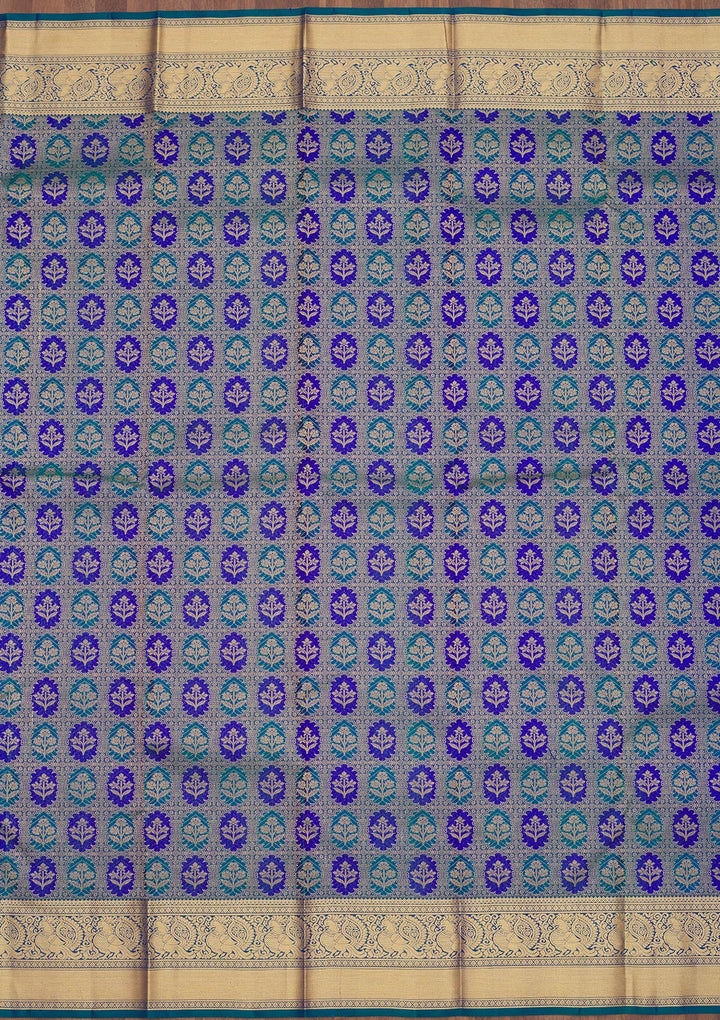 Peacock Green Zariwork Pure Silk Saree