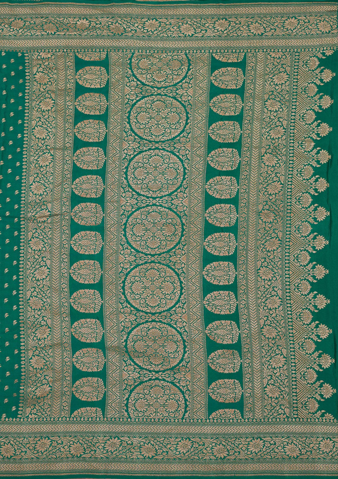 Peacock Green Zariwork Pure Silk Saree-Koskii