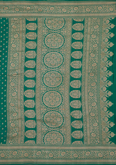 Peacock Green Zariwork Pure Silk Saree-Koskii