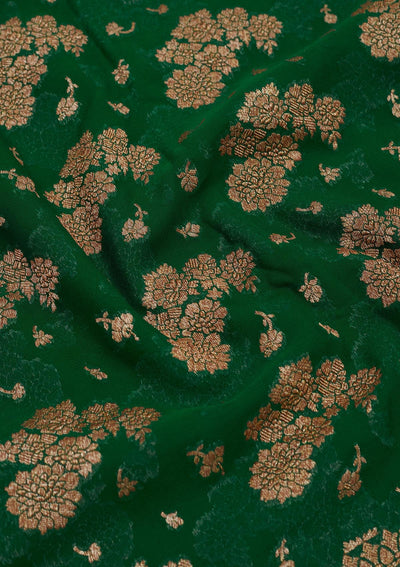 Peacock Green Zariwork Pure Silk Saree-Koskii