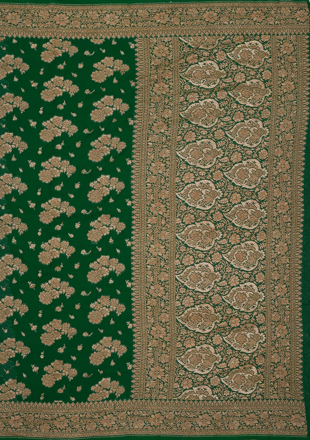 Peacock Green Zariwork Pure Silk Saree-Koskii