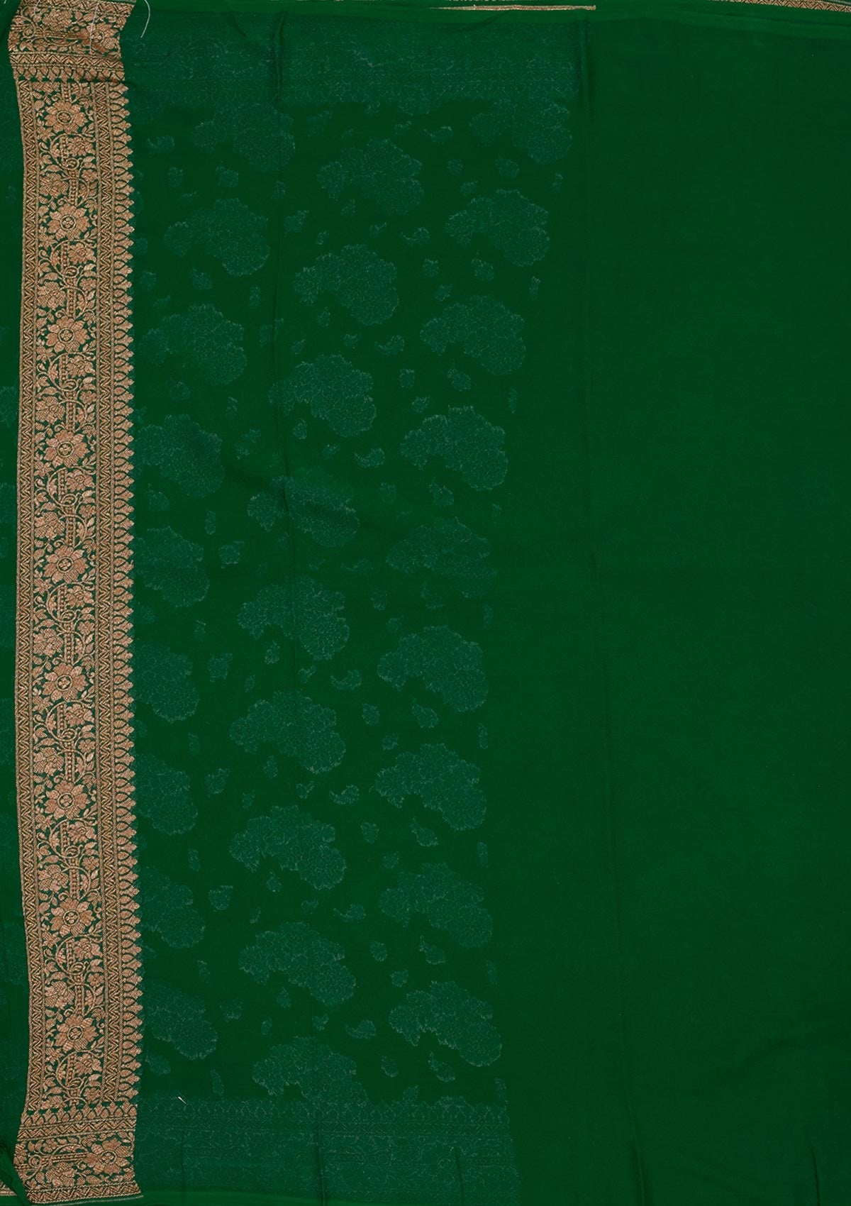 Peacock Green Zariwork Pure Silk Saree-Koskii