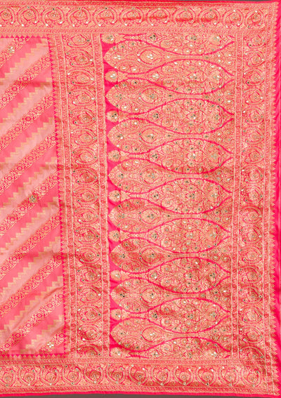 Pink Cutdana Art Silk Saree-Koskii