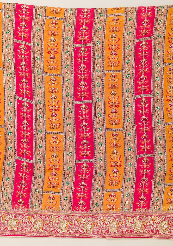 Pink Cutdana Chiffon Unstitched Salwar Suit-Koskii
