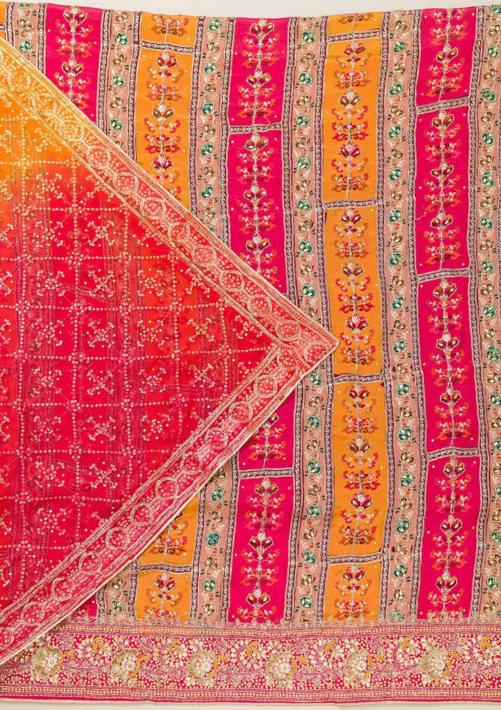 Pink Cutdana Chiffon Unstitched Salwar Suit-Koskii