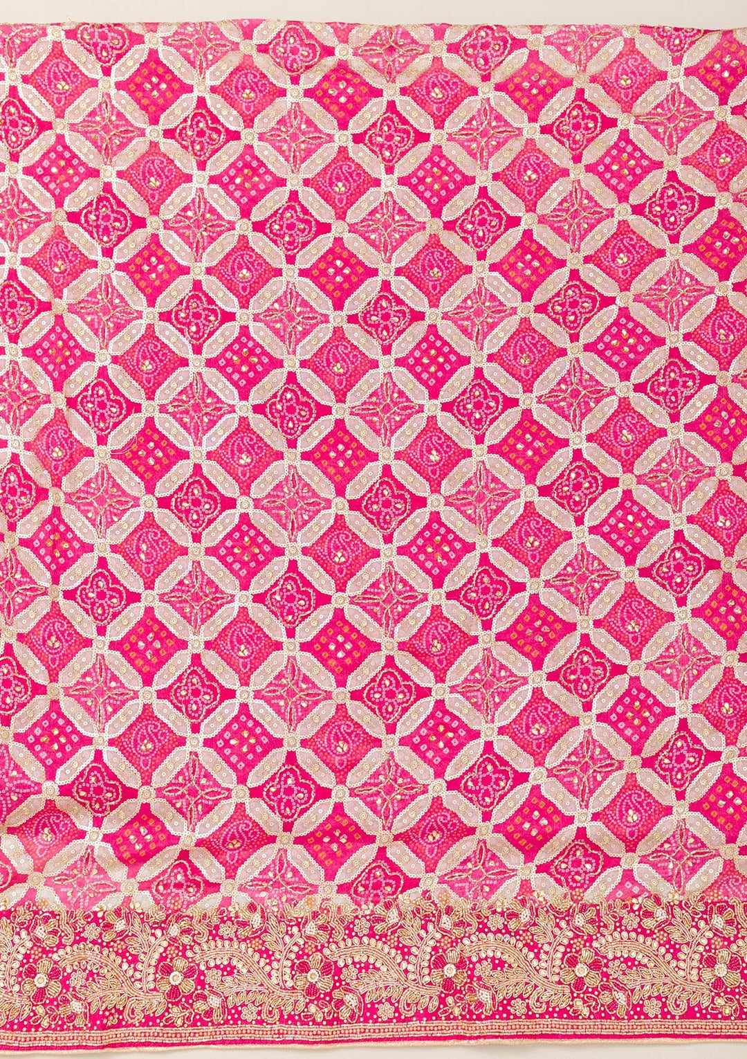Pink Cutdana Semi Crepe Unstitched Salwar Suit-Koskii