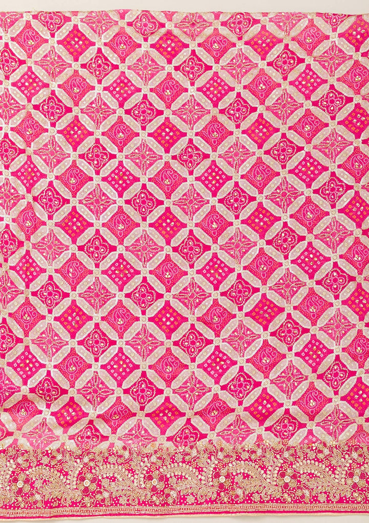 Pink Cutdana Semi Crepe Unstitched Salwar Suit-Koskii