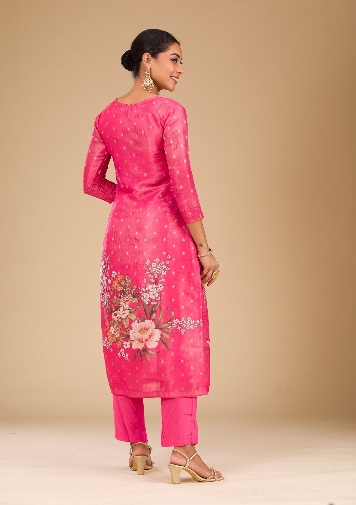 Pink Cutdana Tissue Readymade Salwar Suit-Koskii