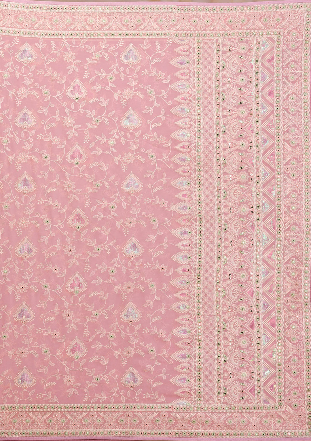 Pink Gotapatti Chiffon Saree-Koskii