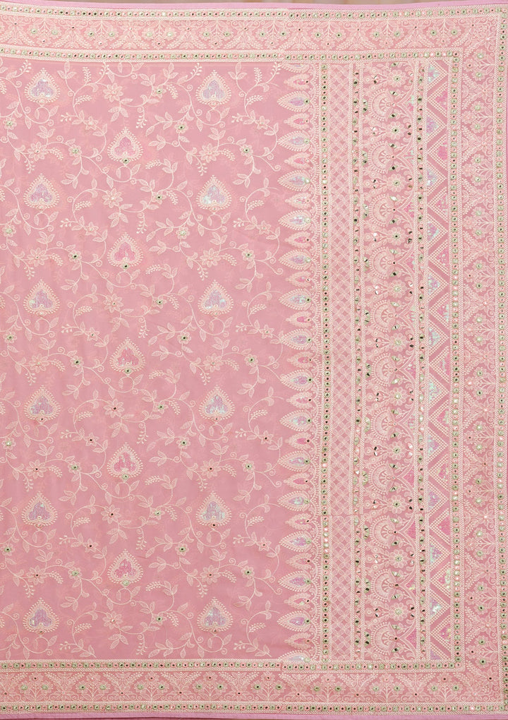 Pink Gotapatti Chiffon Saree-Koskii