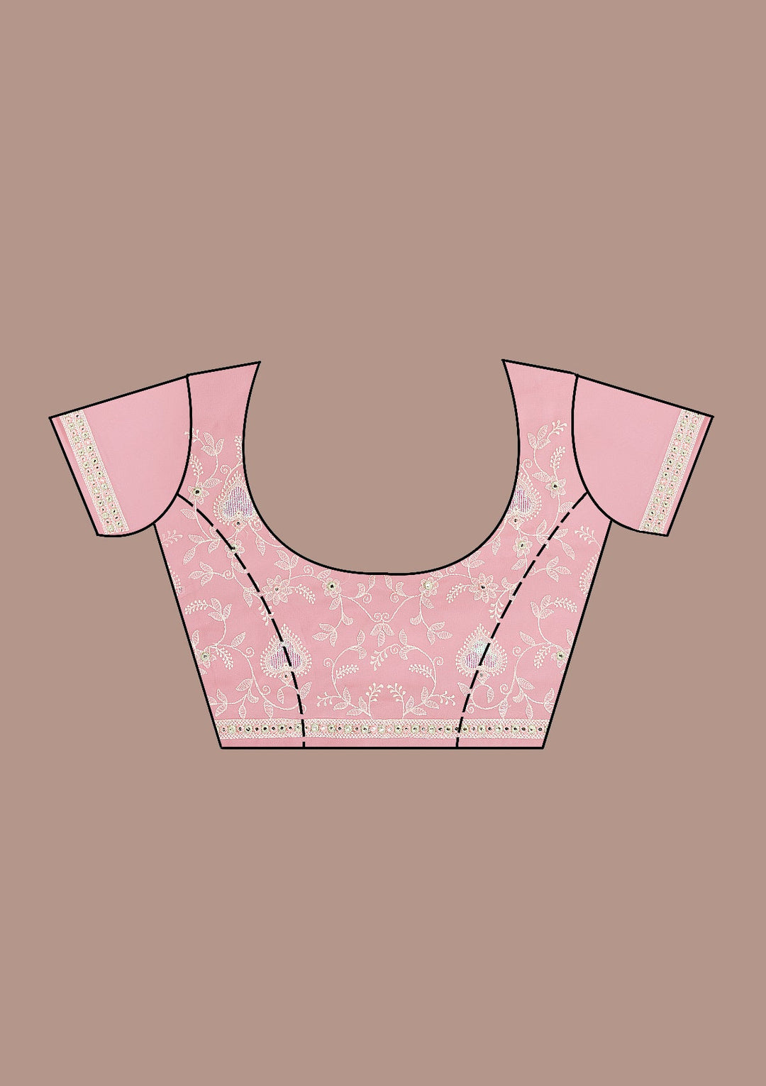 Pink Gotapatti Chiffon Saree-Koskii
